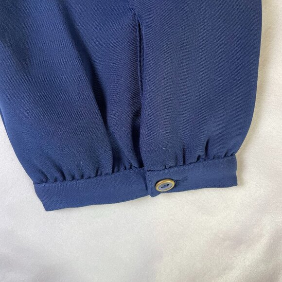 H&M Size 6 Fit & Flare Mini Dress Navy Button Down V Neck Long Sleeves - Picture 4 of 12